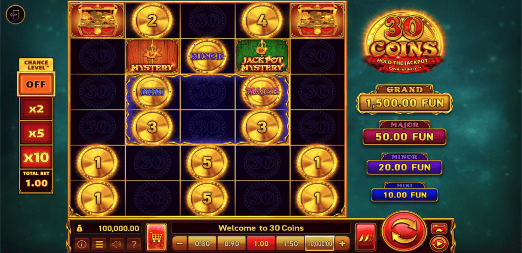 30 Coins Wazdan Demo Algusleht