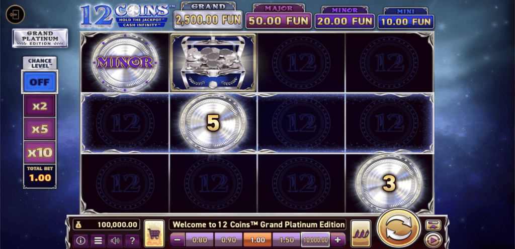 12 Coins Grand Platinum Edition Wazdan Demo käivitusekraan